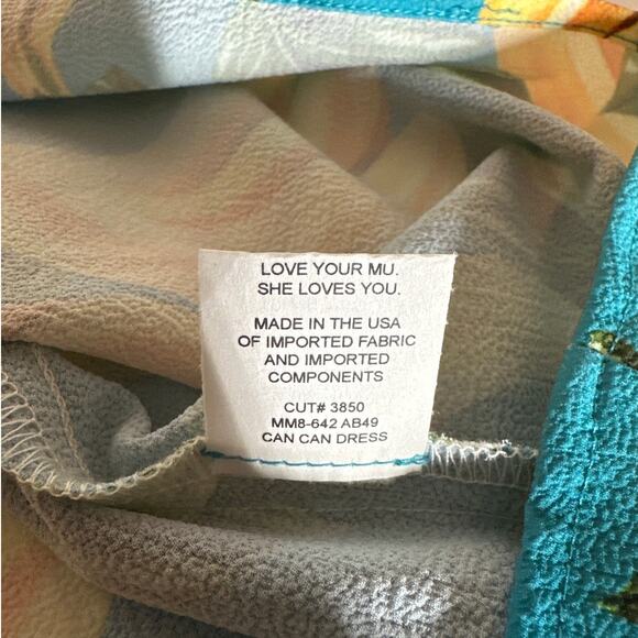 Show Me Your Mumu Off Shoulder Banana Graphic Print Mini Dress Teal Yellow Sz XL - Picture 12 of 13